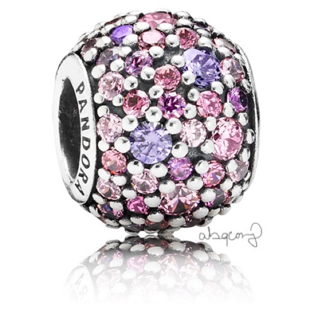 EUC Pandora 791261ACZMX Sterling Silver Pave Lights Charm w/ Pink & Purple CZ’s